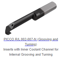 PICCO INSERTS GROOVING/TURNING THRU COOLANT